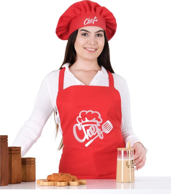 FUKPO Tablier de Cuisine Femme, Rouge Tablier Cuisine Coton Chef Tabliers  Imperméable avec Poches, Tablier Personnalisé Barbecue Professionnel  Réglable Patissier Mamie Cadeau Fete des Meres : : Jardin