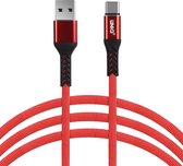 UNIQ Accessory USB Type-C Kabel 200cm snellader dataoverdracht Nylon - Rood