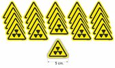 Radioactieve stoffen, sticker geel zwart 5 cm.