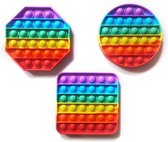 Pop it Fidget Set van 3: Regenboog set - Rainbow set - Octagon + Rond + Vierkant - Tiktok