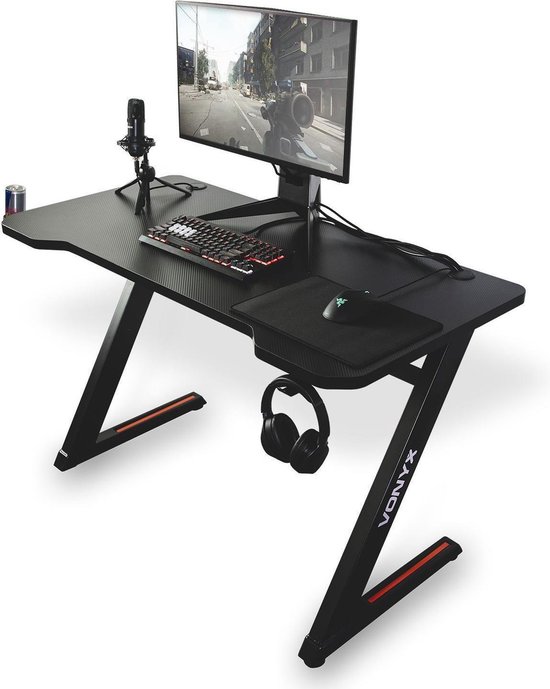 Gaming bureau - Vonyx DB15 gaming desk met anti slip- en kraslaag - 120cm...