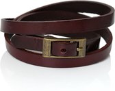 Lederen wikkelarmband koffiekleur, 8 mm x 62 cm