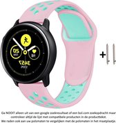 Roze Groen Siliconen Bandje geschikt voor bepaalde 22mm smartwatches van verschillende bekende merken (zie lijst met compatibele modellen in producttekst) - Maat: zie foto – 22 mm pink green rubber smartwatch strap