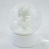 Sneeuwbal met buste wit - 11.5 x 10 x Ø 11 cm - glas/steen