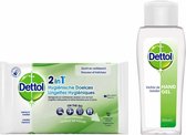 Bol.com Dettol - 12 stuks Hygienische Doekjes 2 in 1 - 200ml Handgel - Op basis van alcohol aanbieding