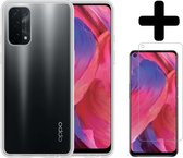 Oppo A54 Hoesje 5G Transparant Siliconen Case Met Screenprotector - Oppo A54 Case Hoesje - Oppo A54 5G Hoes Cove Met Screenprotectorr - Transparant