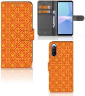 Wallet Book Case Sony Xperia 10 III Telefoonhoesje Batik Orange