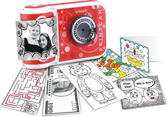 VTech KidiZoom PrintCam - Educatieve Kindercamera - Met Printfunctie - Speelgoed Camera Kinderen - Rood