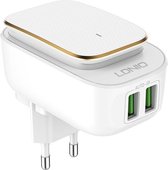 LDNIO A2205 DC5V-2.4A (Auto Max) + Gratis Lightning kabel Uitgang Dubbele USB Travel Muur Charger Adapter Voor Opladen iPhone Samsung Huawei Mobiele Telefoons