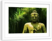 Foto in frame , Boeddha in het groen , 120x80cm , Zwart groen , Premium print