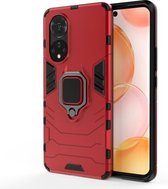 Voor Honor 50 PC + TPU schokbestendige beschermhoes met magnetische ringhouder (rood)