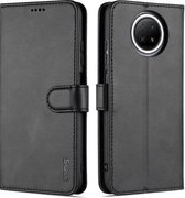 Voor Xiaomi Redmi Note 9 5G AZNS Huid Voelen Kalf Textuur Horizontale Flip Lederen Case met Kaartsleuven & Houder & Portemonnee (Zwart)