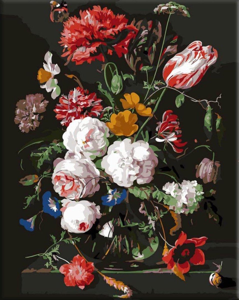 Happy Painter® Diamond Painting volwassenen - Moody bloemen in vaas - 30x40 cm vierkante steentjes