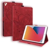 Liefde vlinderpatroon horizontale flip lederen tas met houder en slaap- / wekfunctie voor iPad 9.7 (2017) (2018) / Air 2 Pro (rood)
