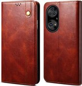 Voor Huawei P50 Simple Wax Crazy Horse Textuur Horizontale Flip Leather Case met Kaartsleuven & Houder (Bruin)