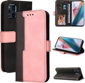 Voor OPPO Find X3/X3 Pro Business Stitching-Color Horizontale Flip PU-lederen hoes met houder & kaartsleuven & fotolijst & Lanyard (roze)