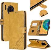 Voor Huawei Mate 30 Stiksels Stijl 2-Kleur Koe Textuur Horizontale Flip PU Lederen Case met Houder & Kaartsleuf & Lanyard (Geel)