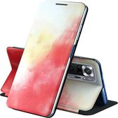 Voor Samsung Galaxy A52 5G/4G Spanning Aquarel Patroon Huid Voelen Magnetische Horizontale Flip PU Lederen Case met Houder (Rood)