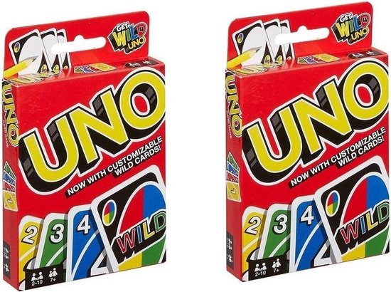 Afbeelding van het spel 2x UNO Kaartspel (incl. 3 Wild Cards) - Het leukste Familie Spel