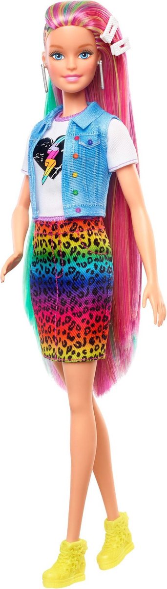 Barbie Leopard Regenbooghaar pop (blond) — afbeelding 2
