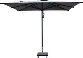 INOWA Relax Parasol - Ø 300 cm - Medium grijs - Vierkant - Alu frame - Olefin doek- Inclusief beschermhoes - Inclusief zwarte parasolvoet 45 kg staal