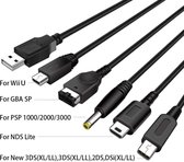 USB Cable 5 in 1 charger for Nintendo 3DS (DSI), GBA, DS Lite, Wii-U controller and SONY PSP