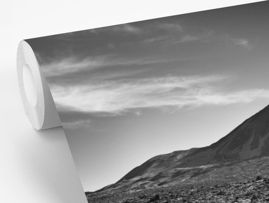 Papier peint photo Tenerife - Vue du volcan El Tei, Tenerife - Zwart- Wit largeur 305 cm x hauteur 220 cm - Impression photo sur papier peint vinyle (disponible en 7 formats) - chambre/séjour/bureau