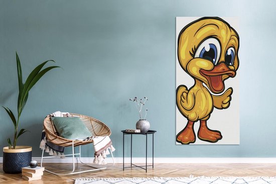 Une illustration d'un canard aux yeux bleus sur toile 80x160 cm - Tirage photo sur toile (Décoration murale salon / chambre)