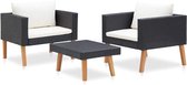 Gutos Outdoor Santorini Loungebanken set - Buiten - Loungestoel - Rotan - Zwart - Met tafel en kussens - Loungeset - Tuinmeubels - Tuin - Loungebank - Balkon - 2 personen - Stoelen - Fauteuil