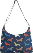 Slouch tas - Hand/schoudertas - Gobelinstof - Dachshund - Teckel