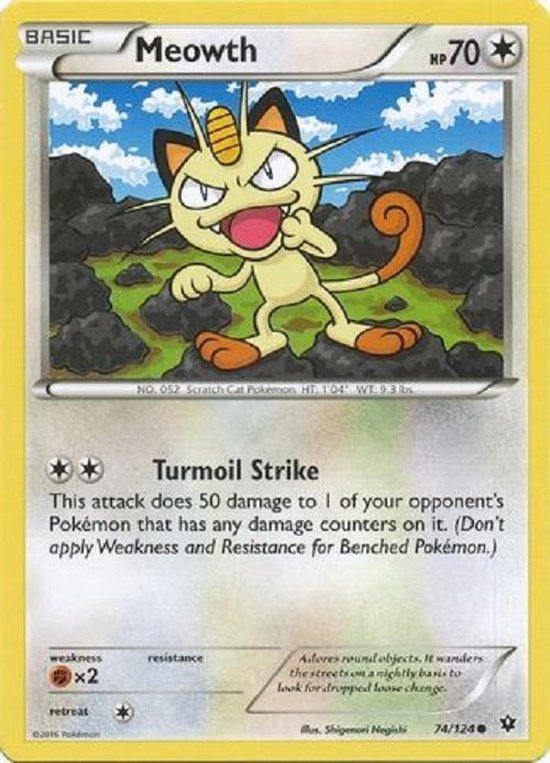 Afbeelding van het spel pokemonkaart - Meowth - 74/124 - fates collide