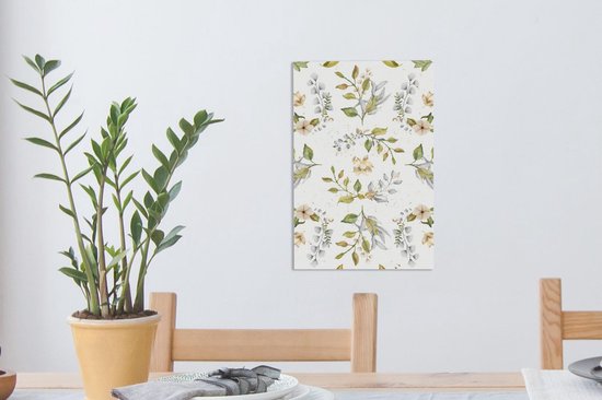 Canvas schilderij 20x30 cm - Wanddecoratie Bloem - Waterverf - Plant - Muurdecoratie woonkamer - Slaapkamer decoratie - Kamer accessoires - Schilderijen op canvas
