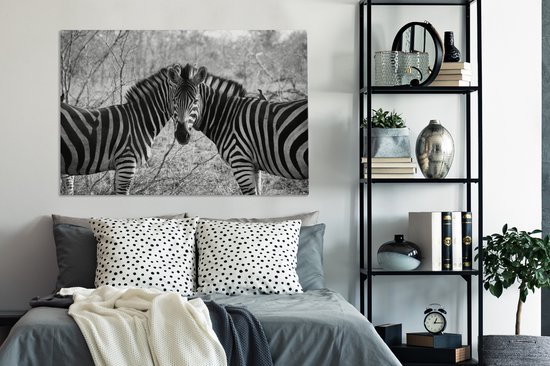 Deux zèbres toile 2cm 140x90 cm - impression photo sur toile peinture Décoration murale salon / chambre à coucher) / Animaux sauvages Peintures Toile