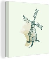Peinture sur toile Moulin à vent dessiné aux Nederland - 40x30 cm - Décoration murale