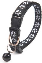 Verstelbare dieren halsbandje -Hondenhalsband Verstelbaar Kattenhalsband -Katten halsbandje-Kattenbandje met belletje Zwart
