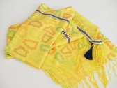 YELIZ YAKAR -Luxe dames Pashmina sjaal "Anthea IV"- helder neon-geel zomer kleur - handmade - designer kleding - trendy shawl