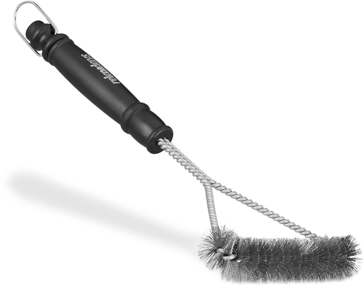 barbecue borstel - driehoek - 30 cm lang - rvs draadborstel - staalborstel - zwart