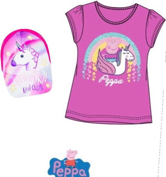 Peppa Pig shirt met cap - eenhoorn - roze - maat 110 (5 jaar)