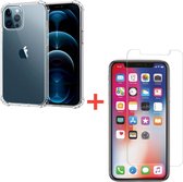 iPhone 12 en 12 Pro shockproof clear case + gratis screenprotector - tpu hoesje - transparante iPhone hoesje - hoesje goede bescherming iPhone