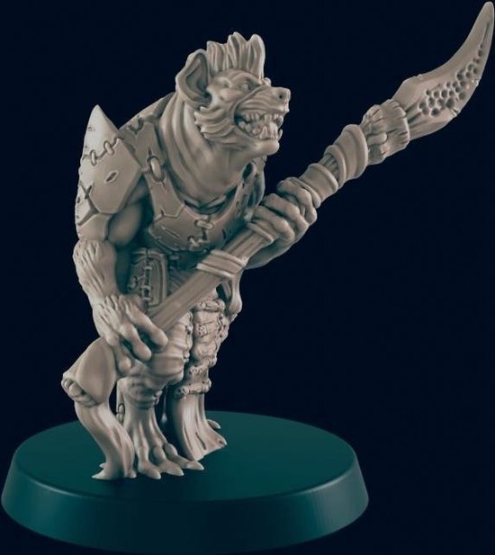 Thumbnail van een extra afbeelding van het spel 3D Printed Miniature - Gnoll Spearman - Dungeons & Dragons - Beasts and Baddies KS
