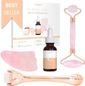 B’LASHY® gezichtsverzorging set 4-in-1 – beauty set voor dames met Dermaroller 0.25 MM – Vitamine C Serum – Jade Roller – Gua Sha Steen - Geschenkset