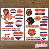 GetGlitterBaby® - Plak Tattoos WK Voetbal 2022 / Tijdelijke Tattoo Stickers / Nep Tatoeage / Rood Wit Blauw Oranje Gezicht en Lichaam Schmink Versiering - Nederland / Nederlandse Vlag / Nederlands Elftal - 2 stuks