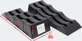 3-traps leveller; Level Up oprijblok, wielkeg, set van 2, 40/70/100 mm, max 5 ton per as voor camper en/of caravan in handige draagzak.