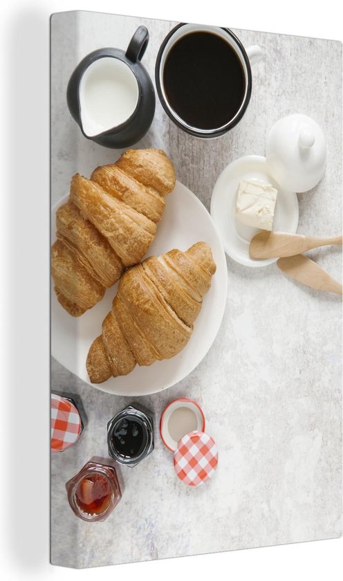 Canvas Schilderij Croissants met Koffie