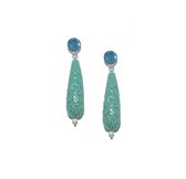 Oorbellen carved stone | turquoise | 925 sterling silver