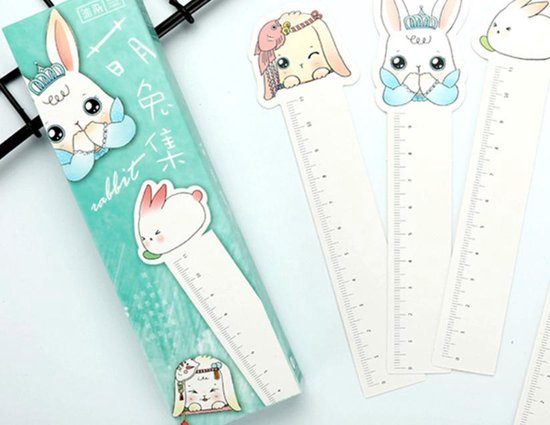Signets et Règles Lapins | Marque-page | Règle | Signets mignons de lapin mignon | Règle de 11 cm | 30 Signets différents | 30 Règles différentes