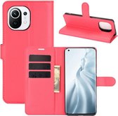 Xiaomi Mi 11 hoesje - MobyDefend Kunstleren Wallet Book Case - Rood - GSM Hoesje - Telefoonhoesje Geschikt Voor: Xiaomi Mi 11