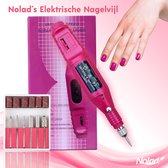 Nolad Elektrische Nagel Vijl - nagelvijl met Freesjes en rolletjes - 6 bitjes - voor acryl-, gel- en natuurlijke nagels - manicure en pedicure- complete set - Roze