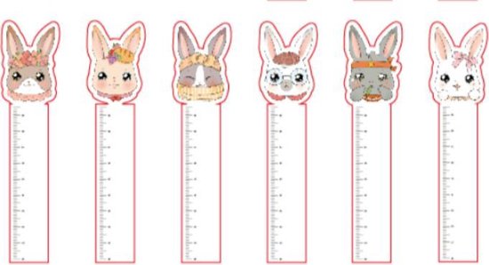 Signets et Règles Lapins | Marque-page | Règle | Signets mignons de lapin mignon | Règle de 11 cm | 30 Signets différents | 30 Règles différentes