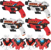 4 laserpistolen + 4 lasergame waterdamp vesten - KidsTag Plus lasergame set met vest